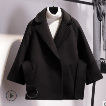 Frauen Kleidung frühling woll mantel student kurzen umhang taille_voghion.com