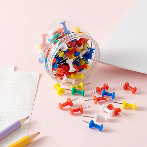 Supply of colored I-shaped nails for kindergarten painting cork board thumbtacks fixed pins and transparent I-shaped nails