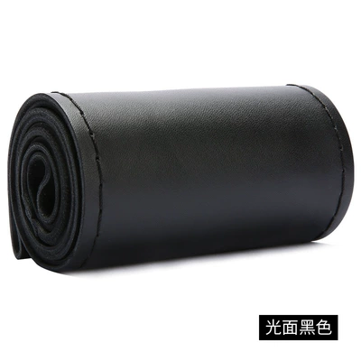 Four Seasons universal hand-stitched handle | Steering wheel cover - smooth-black-38cm