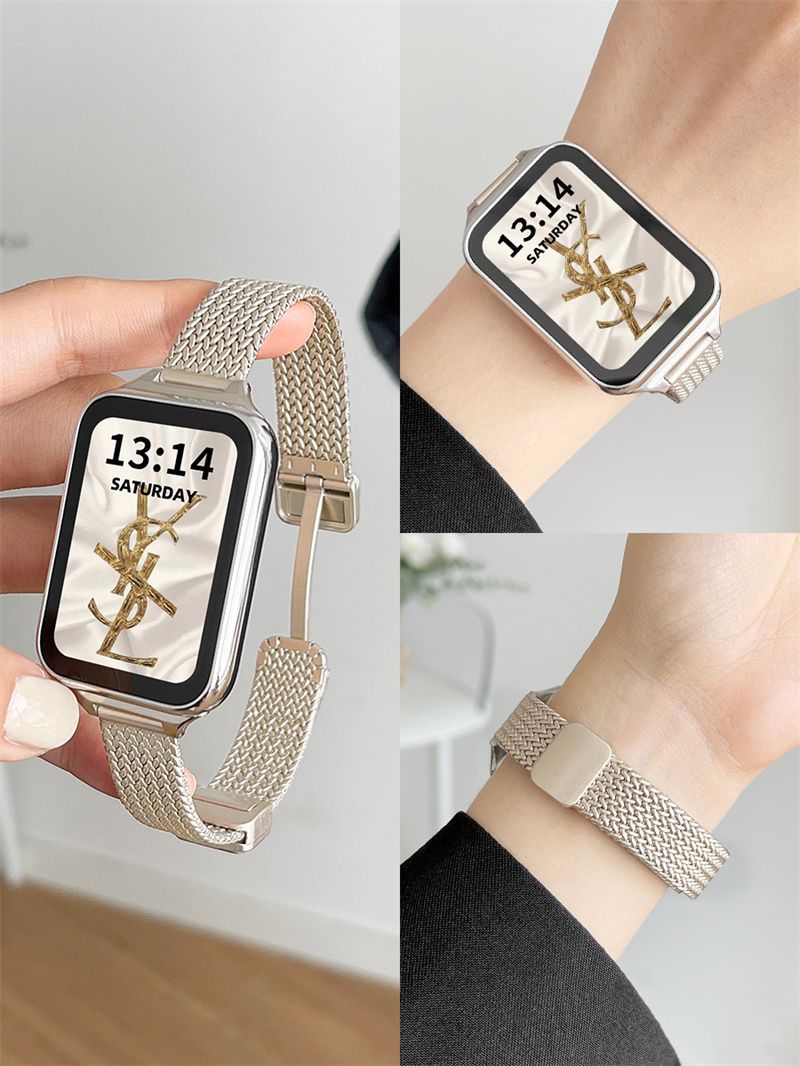 Suitable for Xiaomi Mi Band 8pro Stainless Steel Strap Redmi watch4 Metal Small Waist Sports Wheat Ear Magnetic Buckle