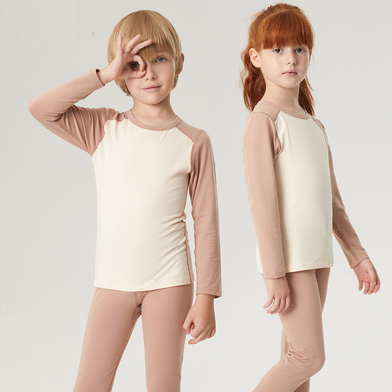 Children's Autumn Clothes and Pants suit Pure Cotton Thermal Underwear Boys' Girls' Boys' Baby Bottoming Cotton Sweater Winter Pajamas