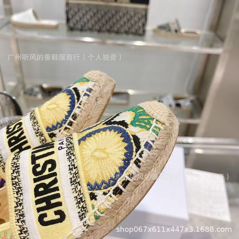 レターローファー わら編みレイジー 新Dペダル 万能ワンシューズ レディース 春夏 刺繍 ホームフィッシャーマン フラット 2025|undefined