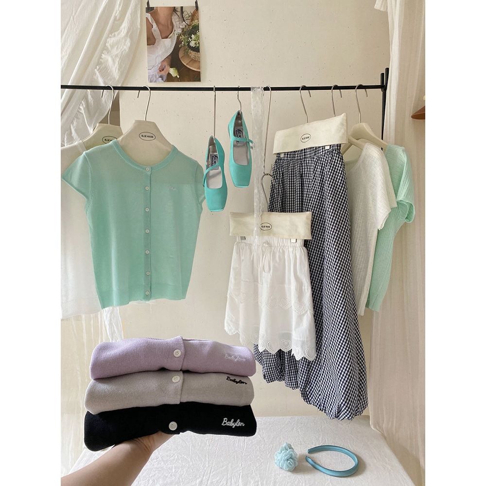 【WANGXING｜(KNIT)#912238444961】“小奶乖少女”贝壳袖针织衫
