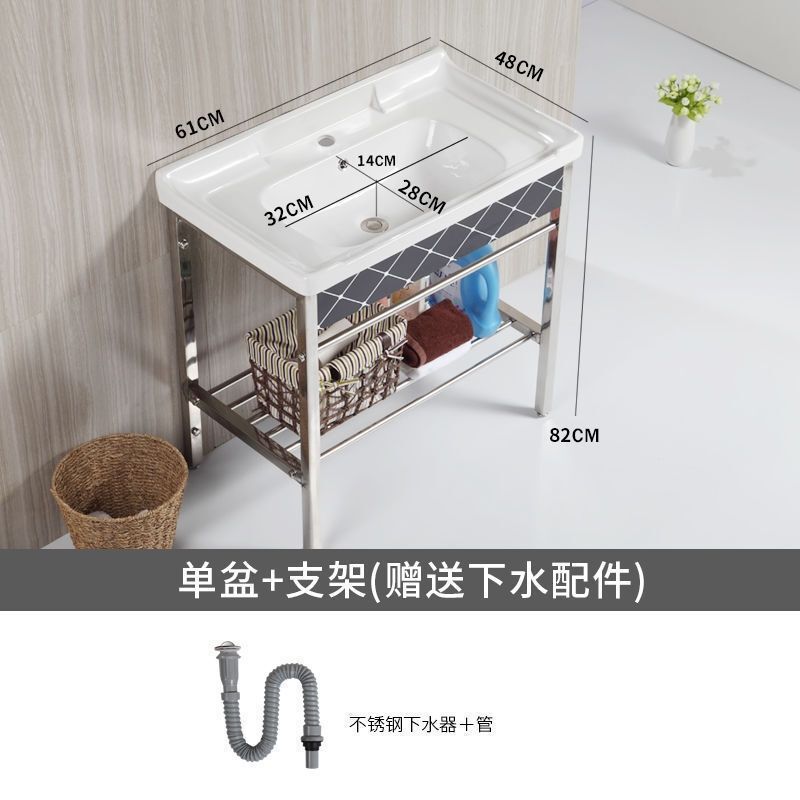 セラミック洗面台 床置き型 小型 簡易柱洗面台 賃貸住宅 浴室トイレ一体型洗面台|undefined