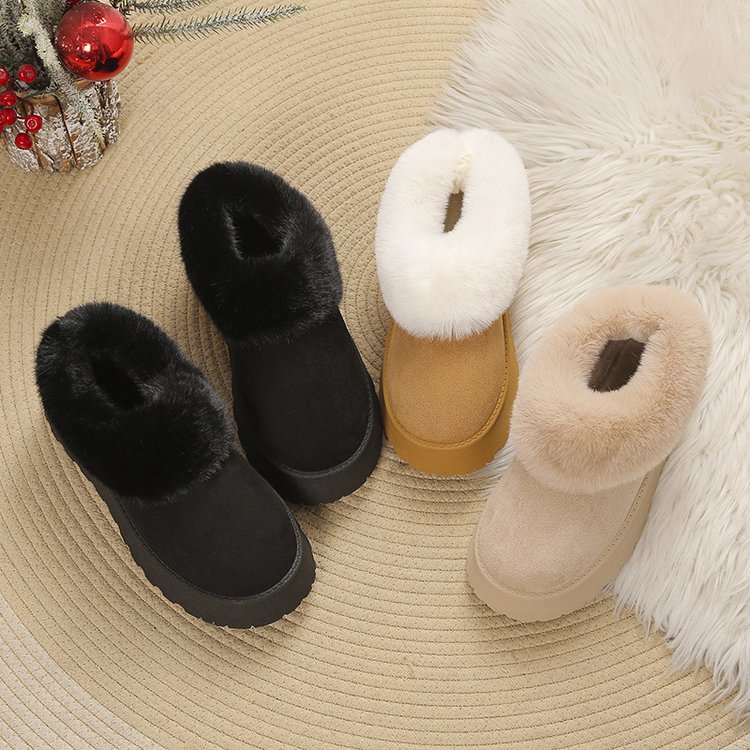 A new winter slip-on snow boots women's shoes plush one cotton shoes plus velvet thickened_voghion.com
