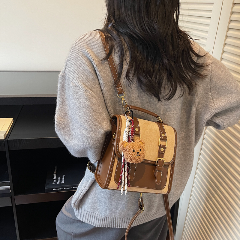 秋冬麂皮绒双肩包包女2025新款轻奢小众高级感通勤背包旅行斜挎包|undefined