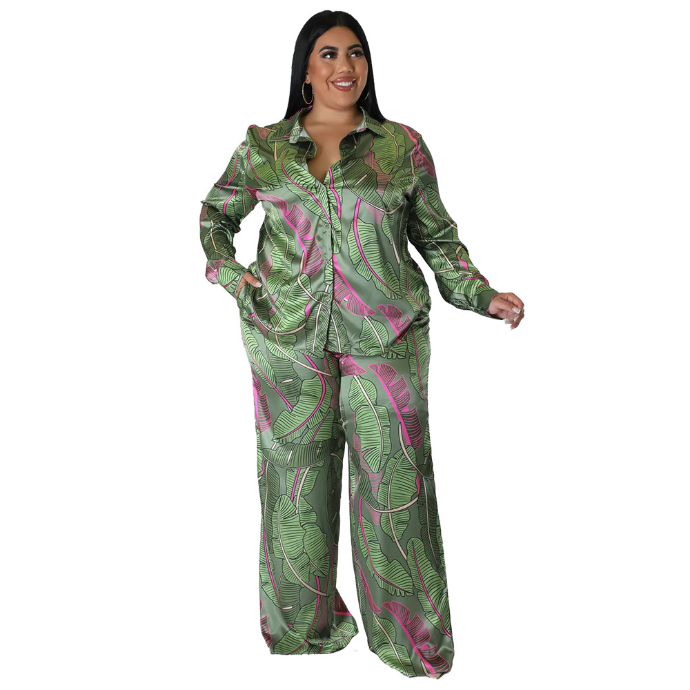 Daily Retro Printing Spandex Polyester Pants Sets Plus Size Two-piece Sets display picture 3