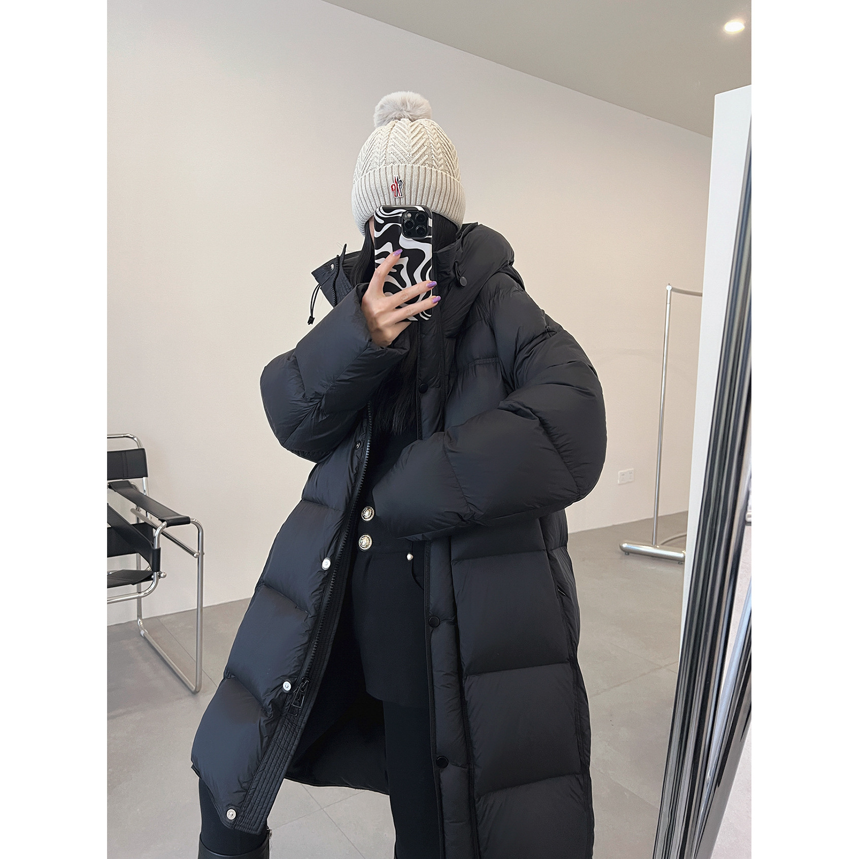 4色90白鸭绒  御寒长款哑光无压90白鸭羽绒服