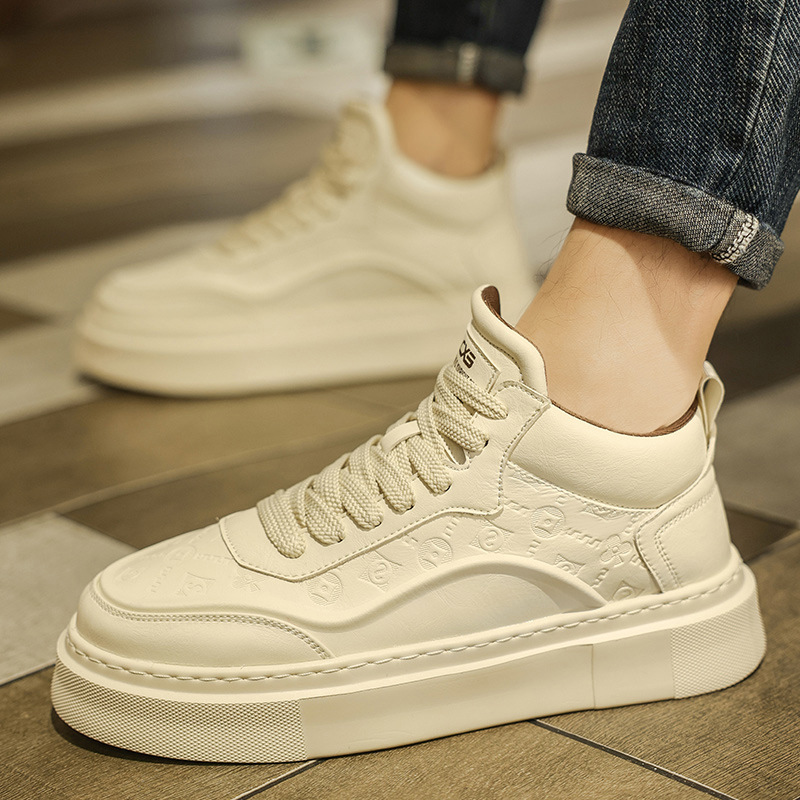 Men's Shoes 2025 Winter Fleece-Lined Warm High-Top Air Force Sneakers Men's Sports Casual White Shoes Fashionable Cotton Shoes