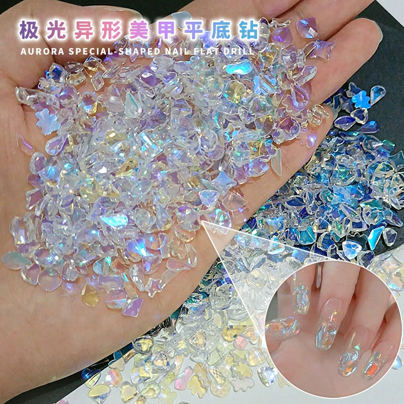 Чистый красный маникюр Aurora Форма Diamond смешанный теплый эльф тот же Аврора плоский бриллиант для ногтей ювелирные изделия оптом