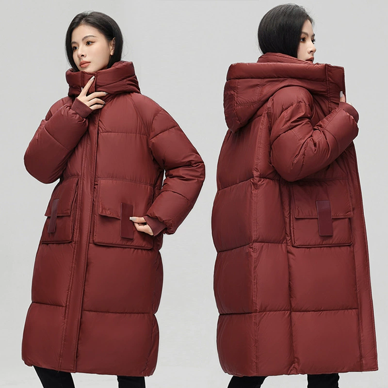 Long down jacket with down, winter hoody, oversize