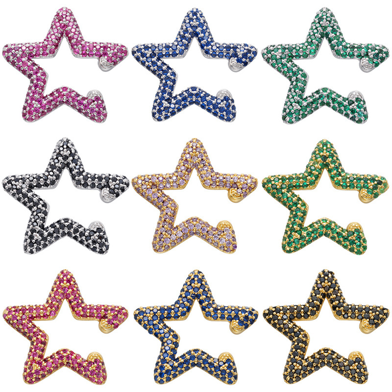 Wholesale Color Diamond Micro-inlaid Five-pointed Star Ear Clip Nihaojewelry display picture 1