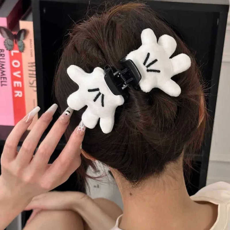 キュートで面白い小さなハンドヘアピンぬいぐるみ多用途立体漫画人形ヘアピンクリエイティブヘアアクセサリーパーム多用途グリッパー|undefined