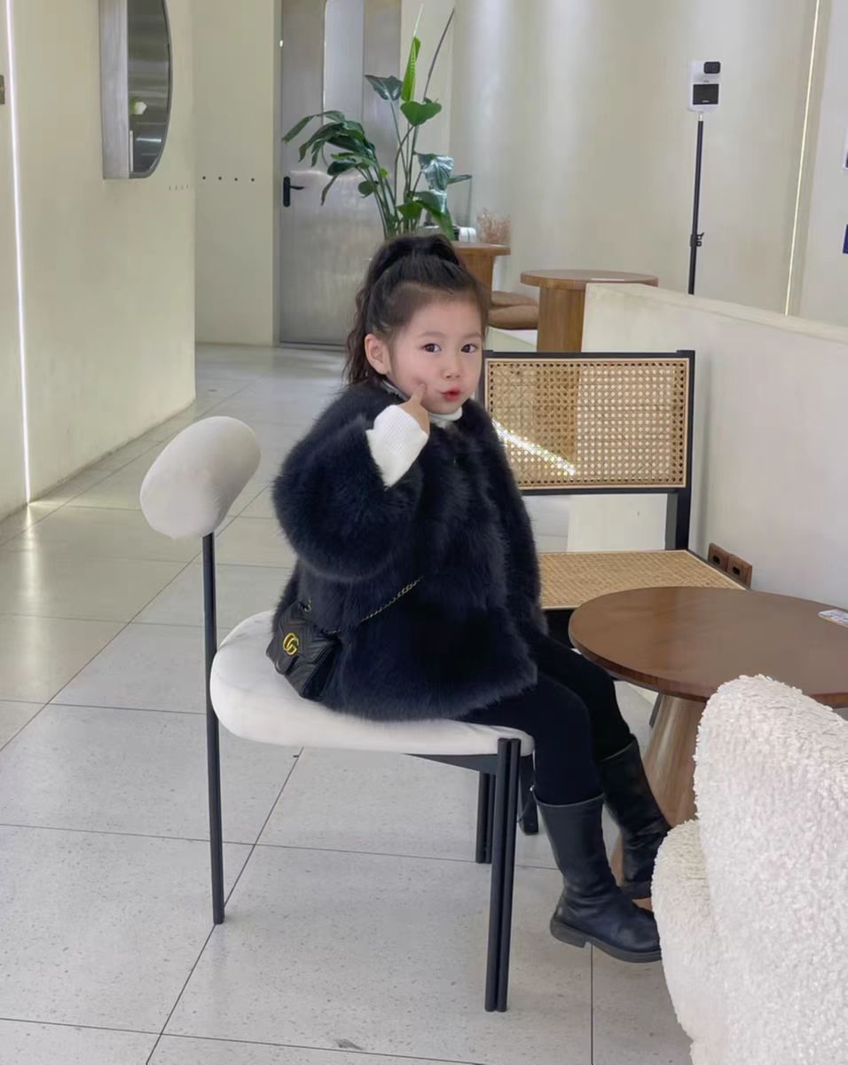 2023 Mädchen-Pelzimitationsmantel, verdickt und warm, Baby-Plüsch-Winterkleid, Eleganz, Mädchen, hochwertig_voghion.com