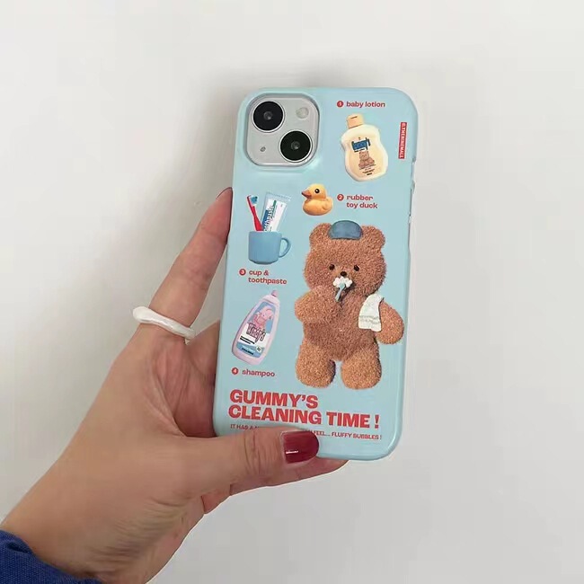 Toothbrush Bear Film Phone Case Suitable for Apple 16/13Pro15/11/17 Protective Case Film Hard Case