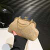 Trend straw shoulder bag, summer woven one-shoulder bag, chain, 2023 collection, chain bag