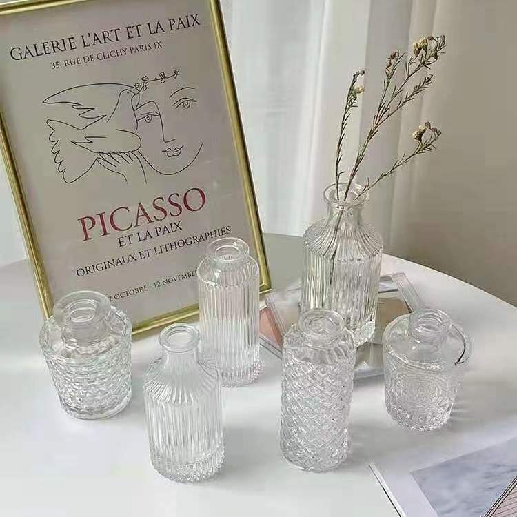 Botella de vidrio de alta calidad botella de plantas hidropónicas floral mini jarrón europeo perfumado jarrón transparente personalizado