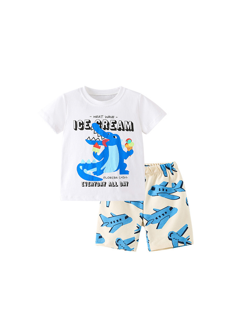 Malwee ropa para niños de verano nuevo estilo europeo y americano para niños pequeños y medianos cuello redondo casual pantalones de manga corta guapo conjunto de dos piezas para niños