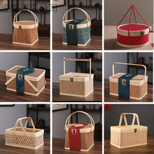 纯手工竹编篮子端午节包装盒粽子礼品盒糕点竹筐手提鸡蛋批发