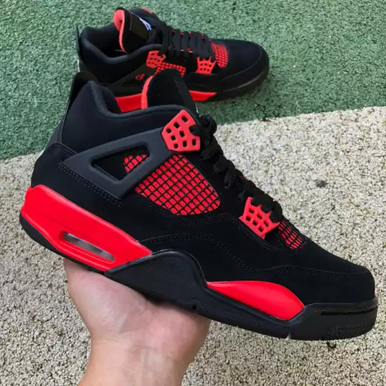 Putian Pure Original AJ4 Basketball Shoes Men's Air Cushion Women's Jordan 4 Grey Rabbit Thunder Lightning Couple Height Increasing Athletic Shoes
