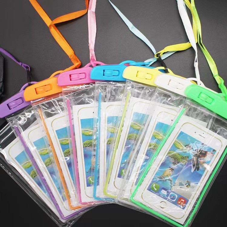 Tri-fold protector Velcro bolsa impermeable transparente PVC pantalla táctil teléfono móvil natación deriva de dibujos animados teléfono móvil caso impermeable