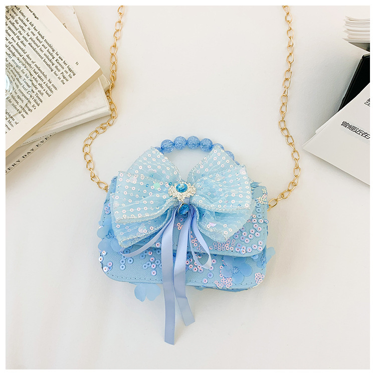 Fantástico arco de encaje princesa mochila lindos carteles animados niños bolsos de hombro bolsos de perlas de dibujos animados