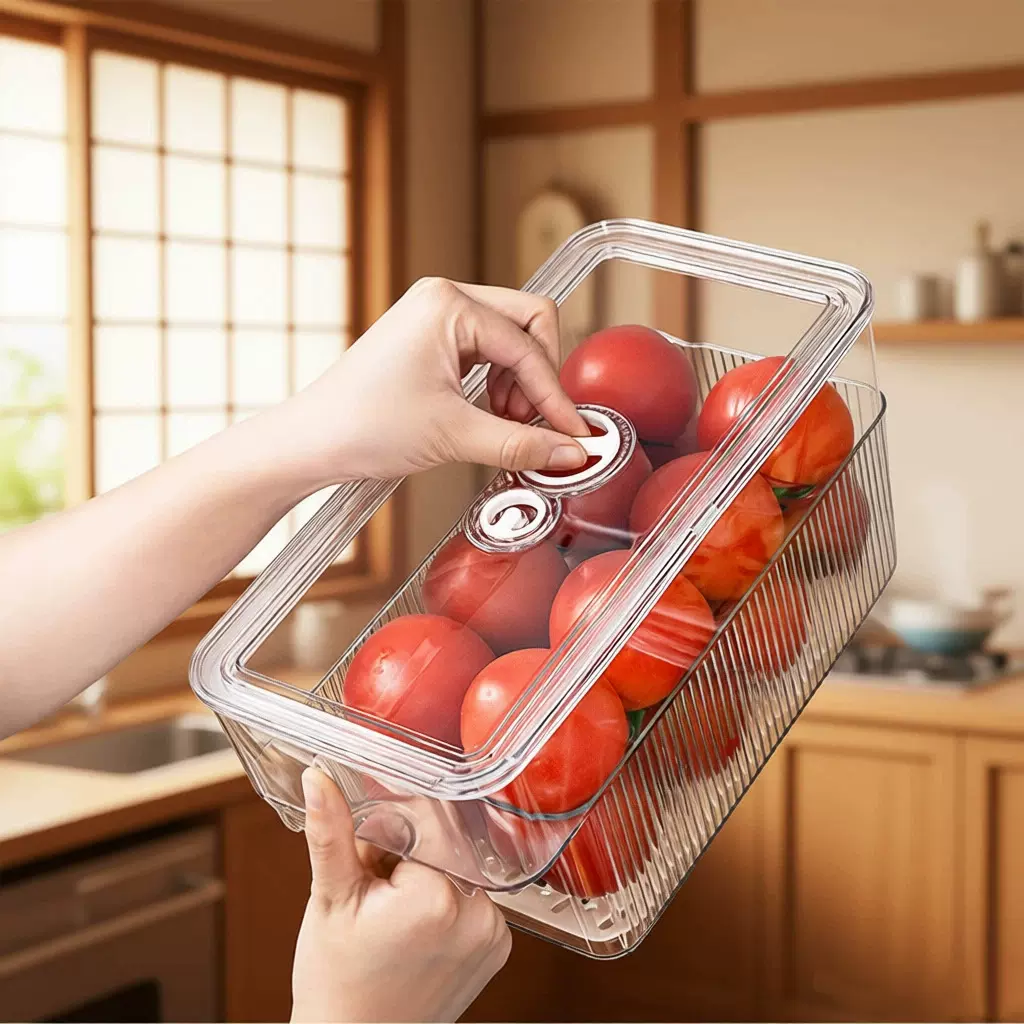 密封保鲜盒子带提手储物冰箱收纳盒鸡蛋水果蔬菜饮料冷藏整理神器