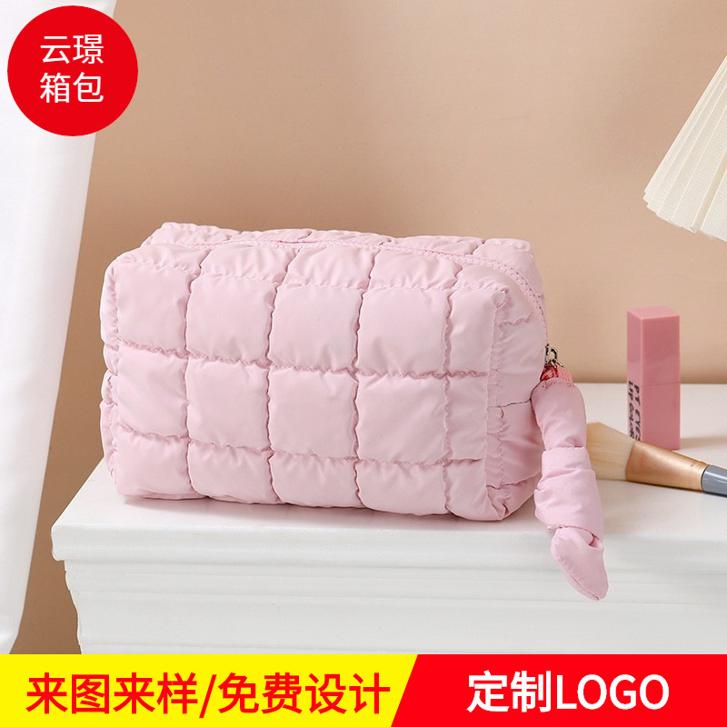 New Autumn and Winter Octagonal Cosmetic Bag, Cotton-Filled Cosmetics Bag, Quilted Clutch Bag, Hand-Carrying Cotton Cosmetic Bag, Customized