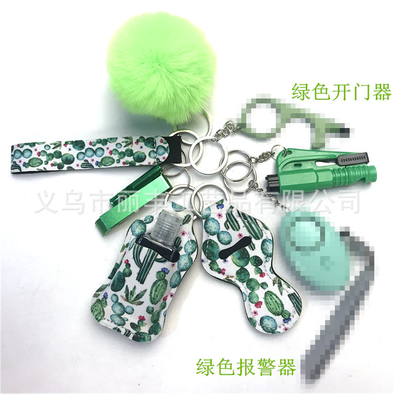 Llavero de muñeca de espejo cruzado Juego de 10 piezas Bolsa de desinfectante de manos para mujer Llavero de alarma de aluminio