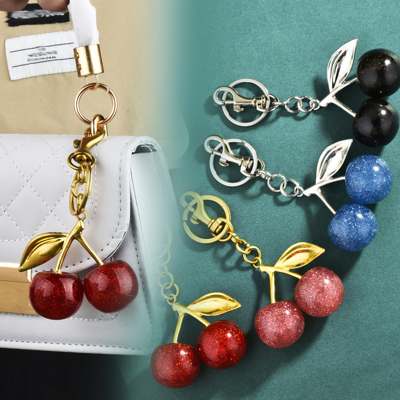 Factory direct cherry keychain bag pendant women's bag jewelry exquisite car keychain cross-border hot wholesale Factory direct cherry keychain bag pendant women's bag jewelry exquisite car keychain cross-border hot wholesale