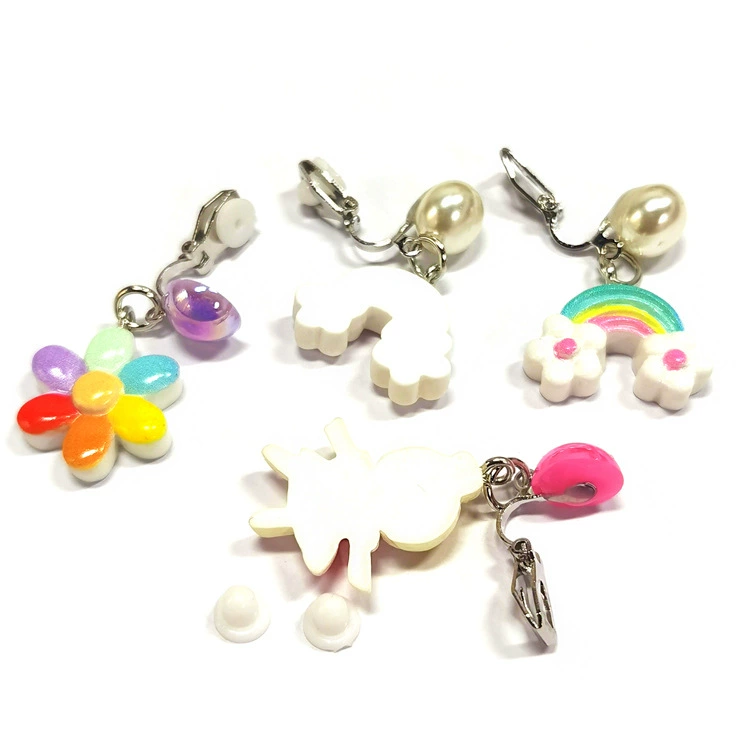 Children's cartoon earrings, ear clips, pendant, no pierced ears, flowered, wholesale