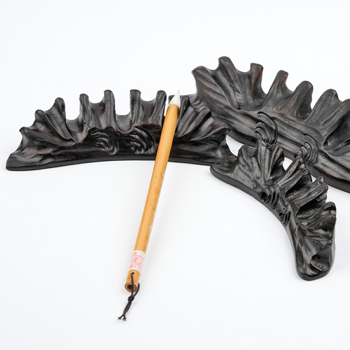 Wholesale black catalpa wood brush holder horn pen pen holder four treasures of the study utensils ornaments pen holder small pen pen holder