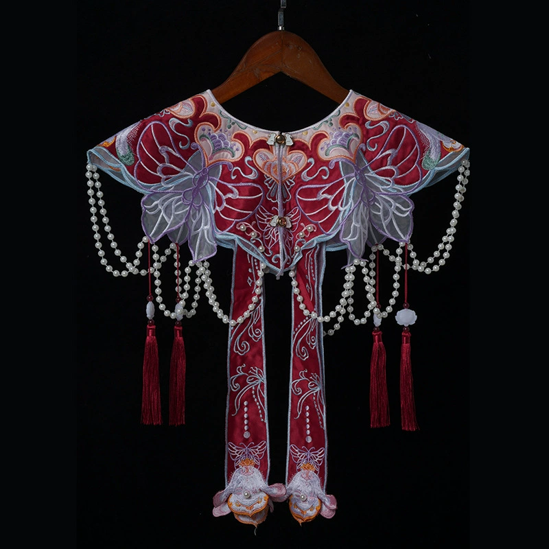 Красная нефритовая собака Hanfu облачные плечи древний стиль cheongsam юбка с конским лицом поддельный воротник
