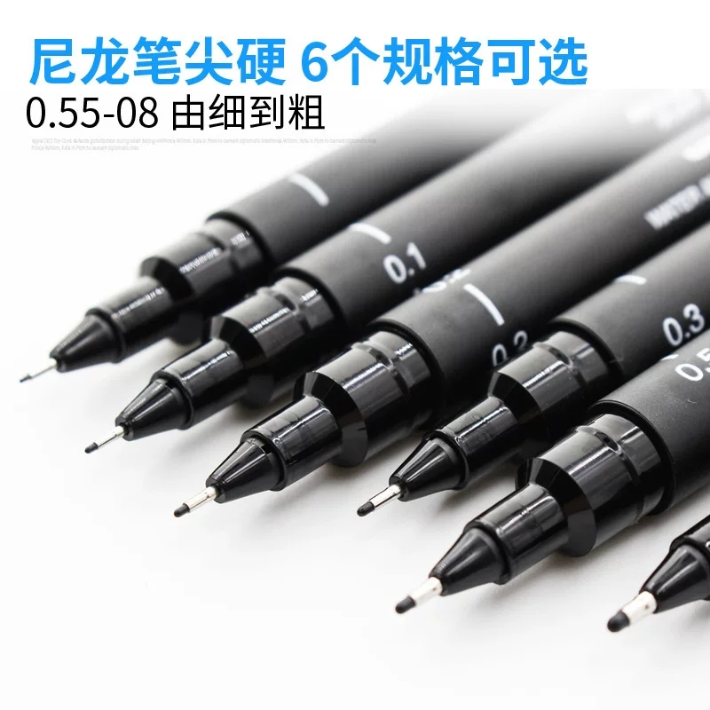 Перьевая нейлоновая ручка Mitsubishi PIN-200 с игольчатым наконечником, трубчатая ручка-скобка, ручка для рисования, 0.05–0.08, для практики от руки