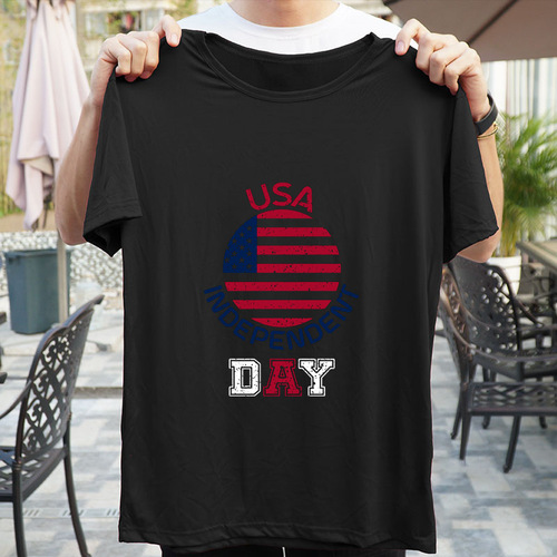 Summer 2025 European and American Men and Women's Independence Day Theme Print T-shirts