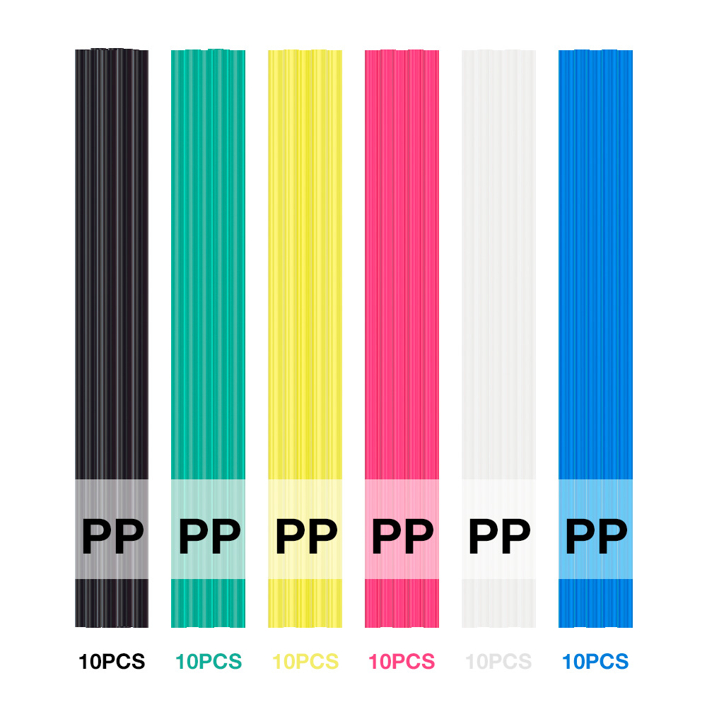 Electrodo de soldadura de plástico de color para reparación de parachoques de automóviles PP / PE / ABS / PVC blanco y negro electrodo plano de doble hebra image 38