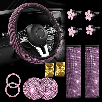 Shoulder Cover, Car Coaster, Steering wheel cover - pink-38cm