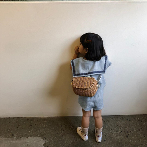 Boys summer suit Korean children's clothing girls college style baby children navy style summer short-sleeved two-piece set