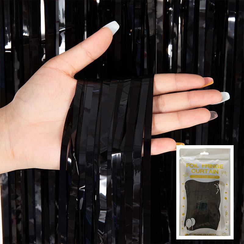 Cortina de lluvia de colores de alto brillo transfronteriza decoración de fiesta de cumpleaños cortina de lluvia láser de macaron brillante de 1*2 m