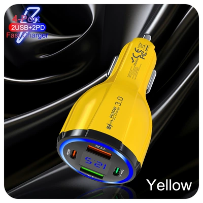 Mobil şarj cihazları — digital display fast charging - 359-2a2c-sx-yellow-bare-metal