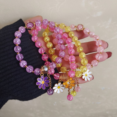 花朵水晶串珠闺蜜手链ins小众设计感女生珠子手饰2022年新款日韩