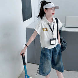 女童夏装运动套装2026新款洋气时髦短袖polo衫儿童夏季韩系两件套