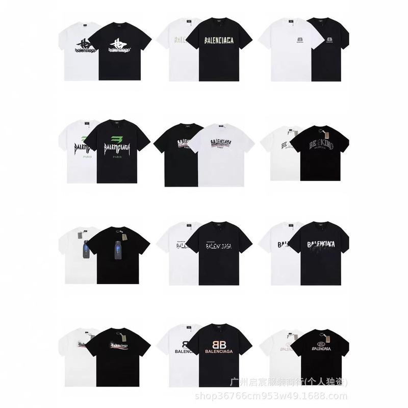 Paris Cross-Border Export 24Ssb Home Spring and Summer Logo Printed Short-Sleeved Casual Loose Men and Women Couple Same Style T-Shirt Paris Cross-Border Export 24Ssb Home Spring and Summer Logo Printed Short-Sleeved Casual Loose Men and Women Couple Same Style T-Shirt