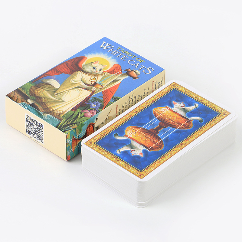 Cross-Border Hot Item White Cat Tarot Oracle Board Game Cards_voghion.com