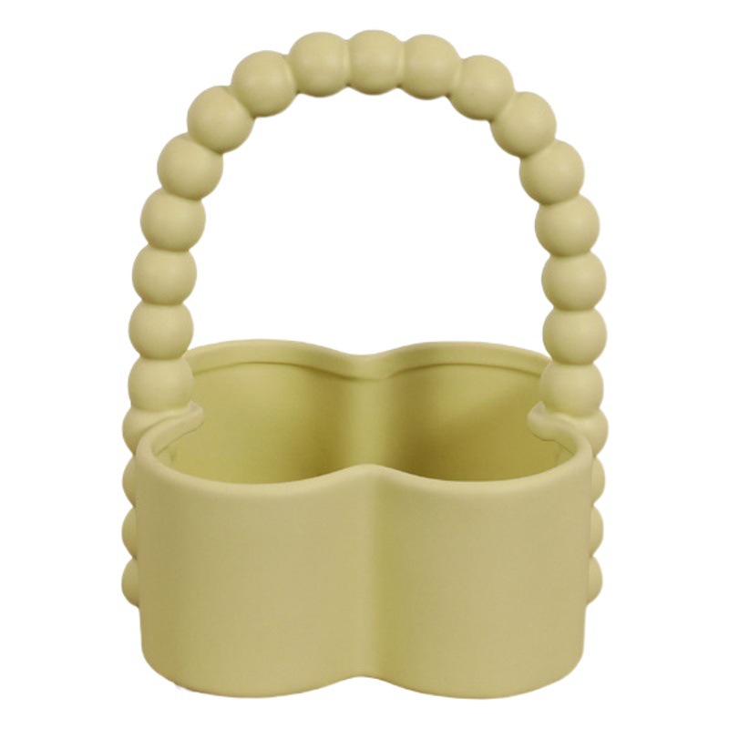 Crema estilo portátil de cerámica cesta de frutas hogar sala de estar merienda dulces de almacenamiento de fruta plato creativo ins decoraciones