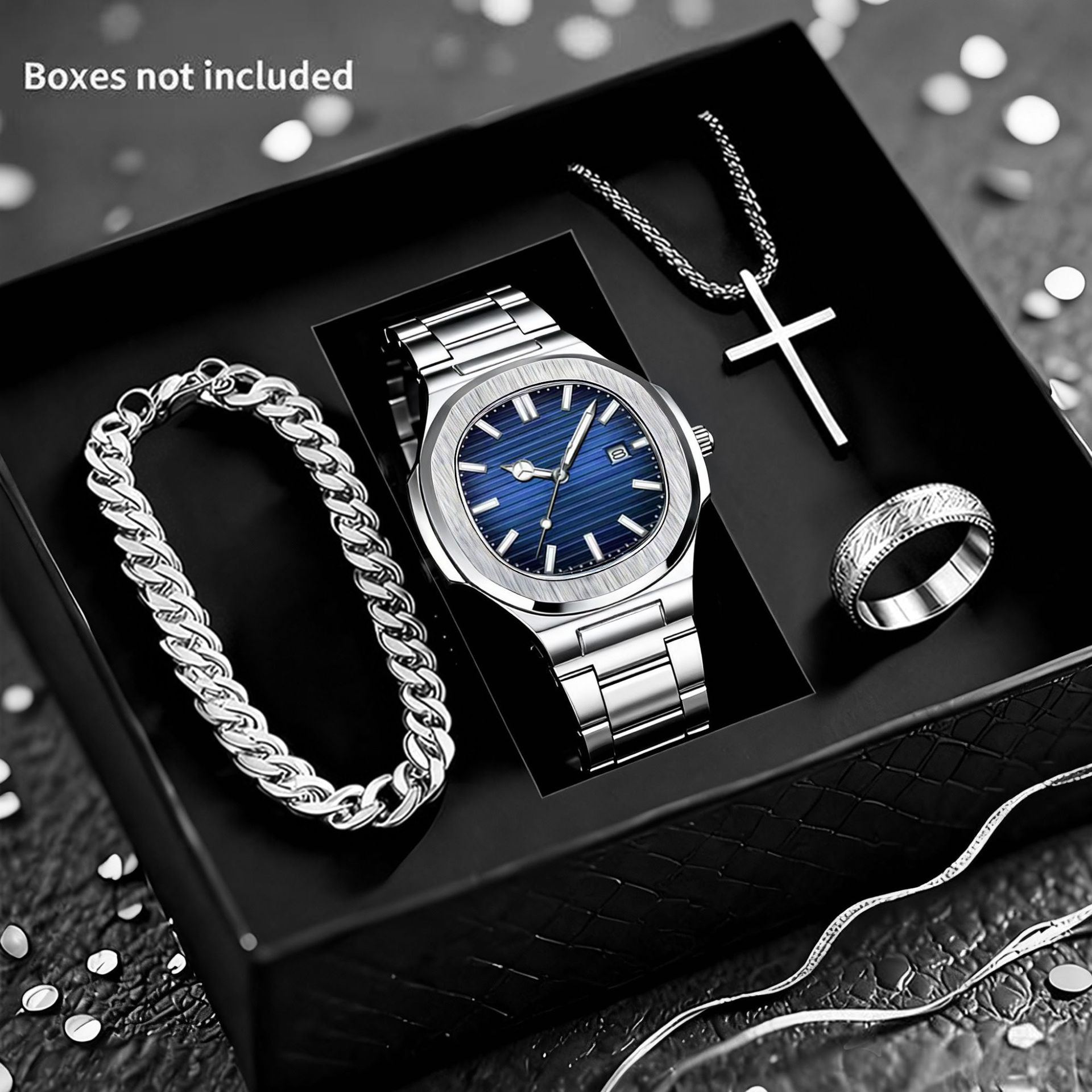Temu Men's and Women's Watch Bracelet Set, Men's Non-Mechanical Quartz Watch, Women's Watch, Light Luxury Niche