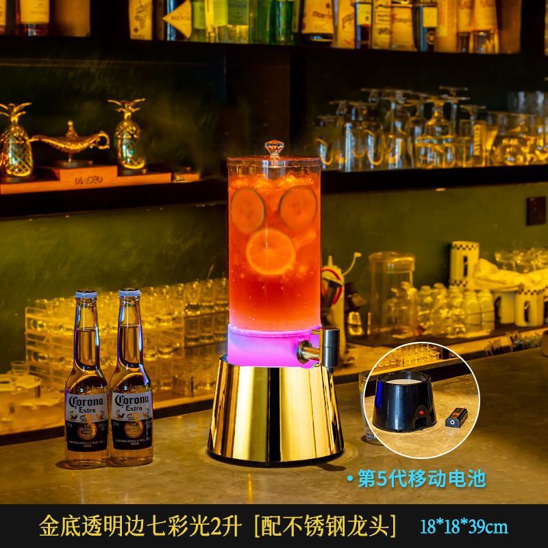 2리터 금색 바닥 투명한 측면 다채로운 가벼운 스테인레스 스틸 수도꼭지