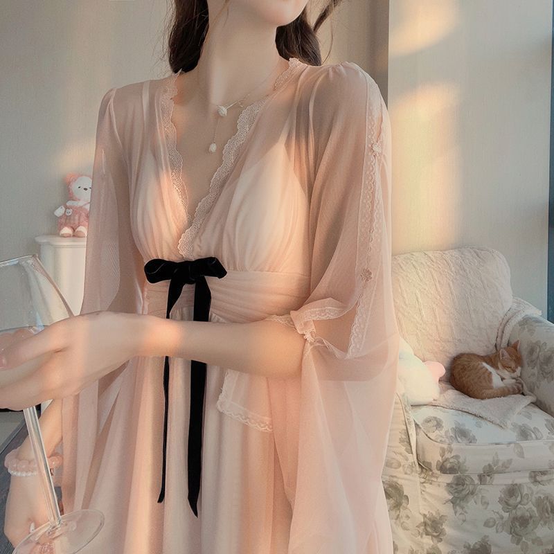 ナイトガウン、優しいスタイル、控えめなサスペンダーフェアリースカート、女性用パジャマ、メッシュ夏の新しいスタイル、ハイエンドのホームウェア|undefined