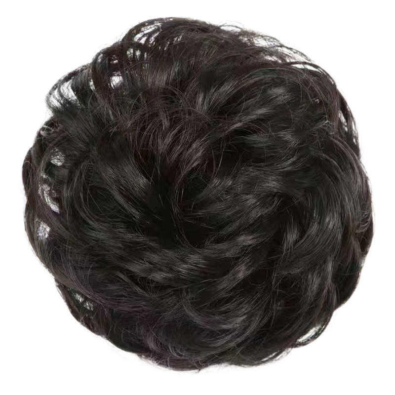Realistic wig hair band rubber band hair bag updo Garland small balls flower buds female headdress flower fluffy curly hair Big Hair ring