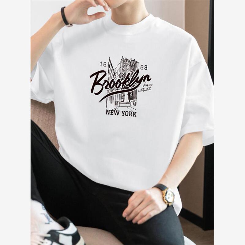 200g重ポンド純綿tシャツ男性半袖夏のトレンドゆるい丸襟上服アメリカ半袖tシャツ|undefined
